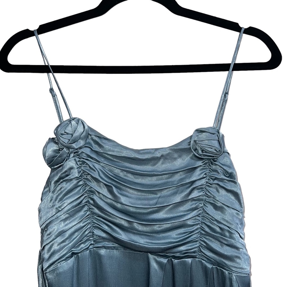For Love & Lemons Satin Maxi Dress in Dusty Blue - Picture 5 of 12